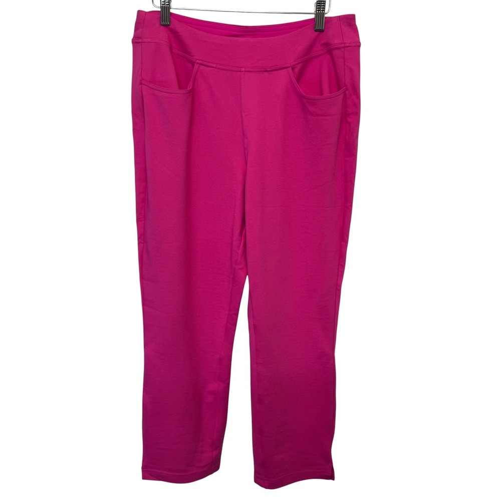 Belle By Kim Gravel Women Pull On Pant 12 Tall Pink Ponte Straight Ankle Stretch
